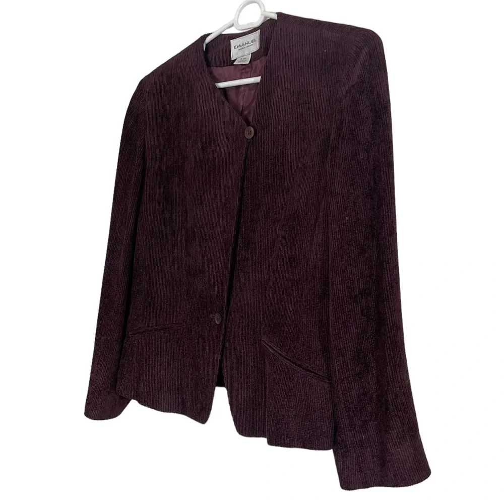 Emanuel Ungaro maroon wool blend cord ribbed blazer. Size 6/40 GUC - Picture 5 of 10